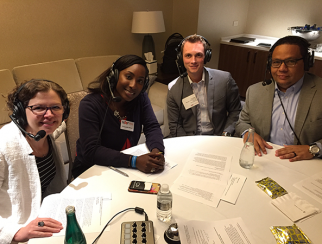 Brack Sullivan (far right) and Trey Stewart (middle right) join co-hosts Jessica Hibbard (far left) and Shaquayla Mims (middle left) in Chicago